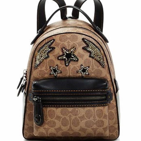 Coach Sig. Stud & Crystal Coated Canvas Backpack 23/ Coach Accordion Cardholder - Picture 15 of 16